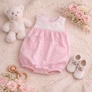 🎀 Lullaby Set Pink Gingham Bubble Romper 3M Classic Baby Boutique